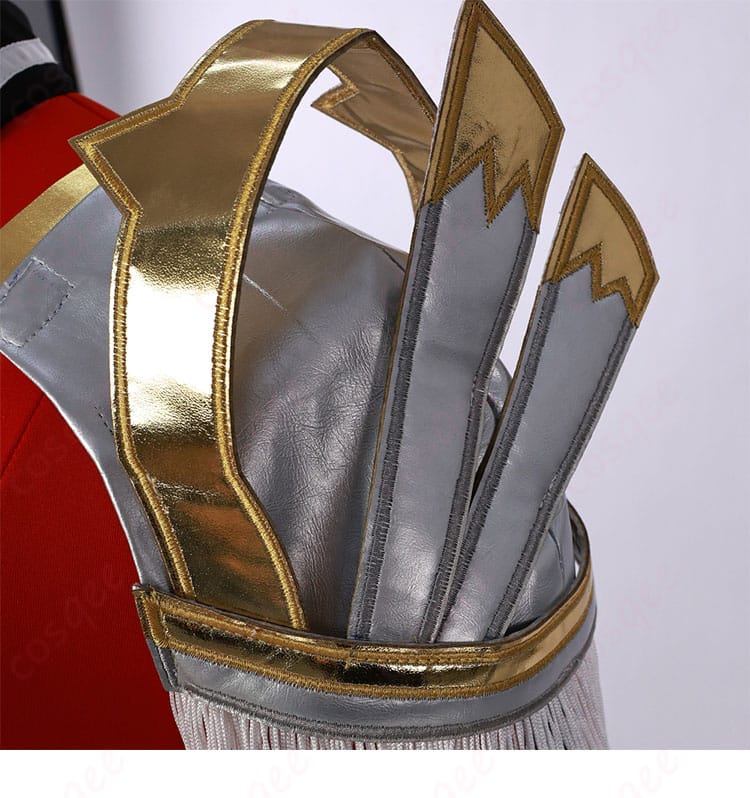 左肩のアーマーディテール。向坂雫赤色アーマーの左肩のアーマー部分のディテールが見える画像。