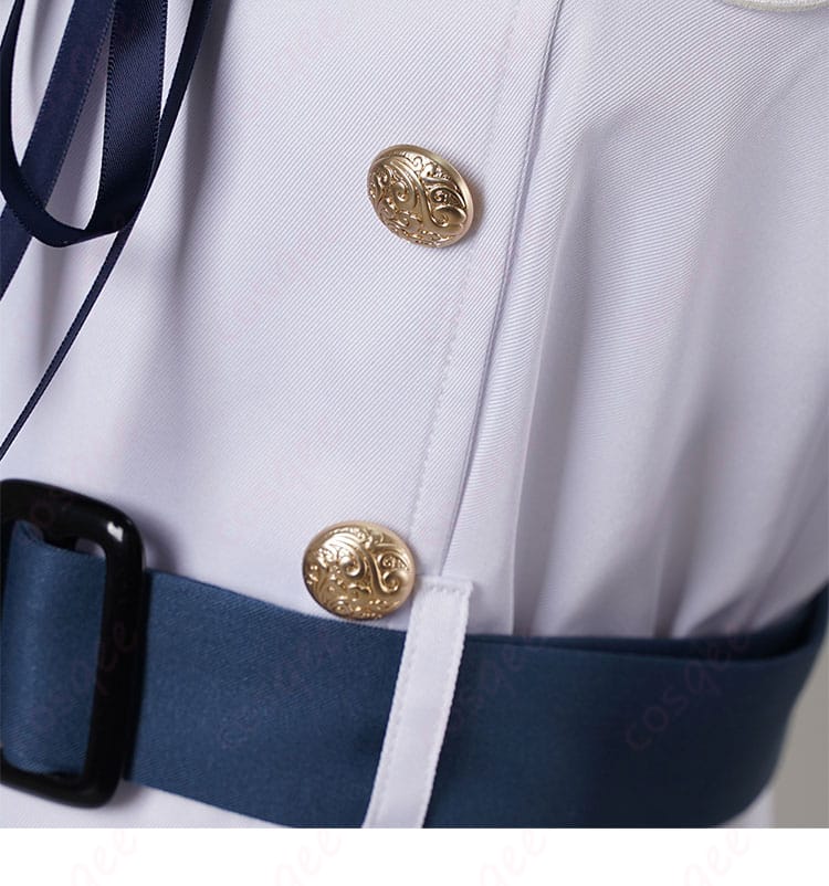 バンドリ! 若葉睦 コスプレ衣装 月ノ森女子学園 夏服のボタン装飾ディテール。細部まで忠実に再現されたデザイン。