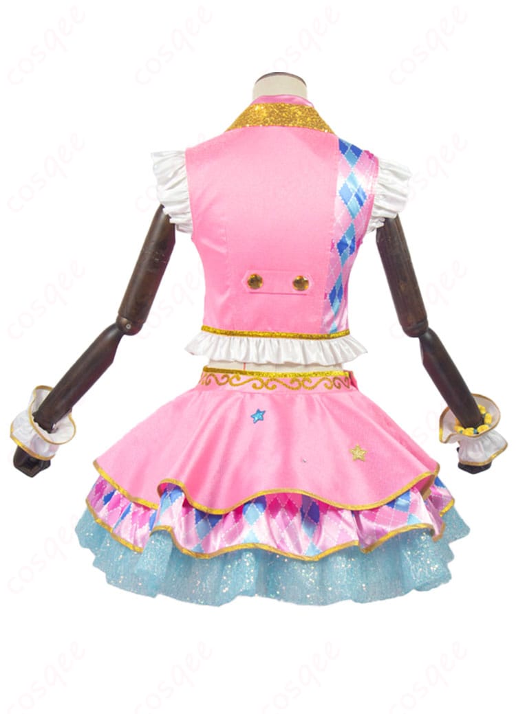 商品背面図。ピンクスターコーデコスプレ衣装の背面から見たディテールとデザイン。