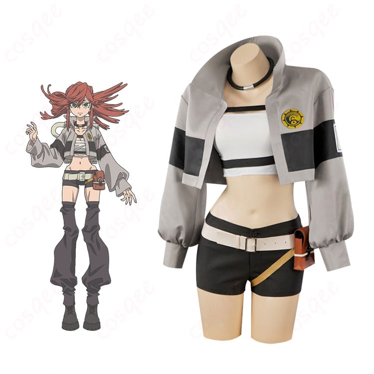 商品服装とキャラクターの結びつきを示す画像。ガチアクタのリヨウのコスプレ衣装を忠実に再現。