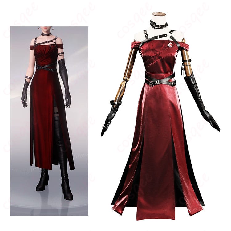 商品服装とキャラクターの結びつきを示した画像。プレイヤーの麗しき暗幕コスプレ衣装を忠実に再現。