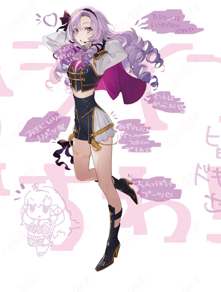 壱百満天原サロメのコスプレ衣装を着たキャラクター画像。にじさんじの人気キャラクターサロメが華やかに登場。コスプレ衣装の詳細を確認しよう。