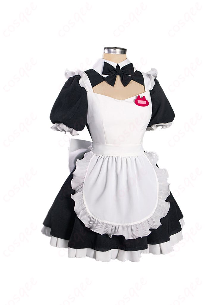 初音ミク ラビットホール メイド服 コスプレ衣装の正面画像。鮮やかなカラーとディテールが特徴的なメイド服コスプレ衣装。