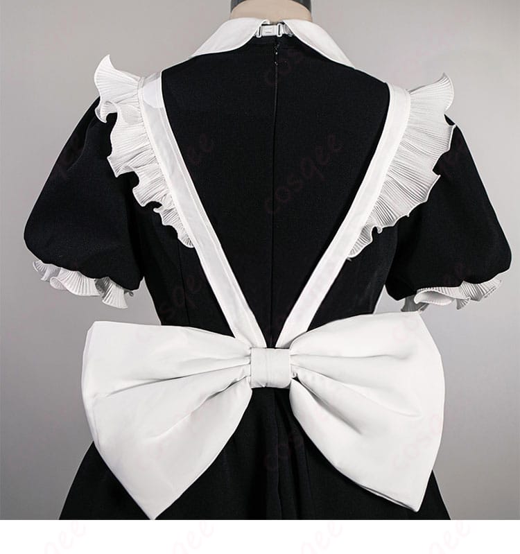 初音ミク ラビットホール メイド服 コスプレ衣装の背部蝶結び装飾ディテール。背中のリボンがエレガントで可愛い。