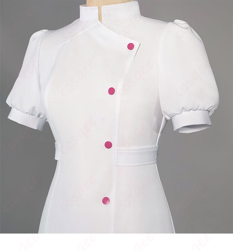 初音ミク コスプレ衣装 ラビットホール ナース服 前面のディテール | 精緻な刺繍と装飾