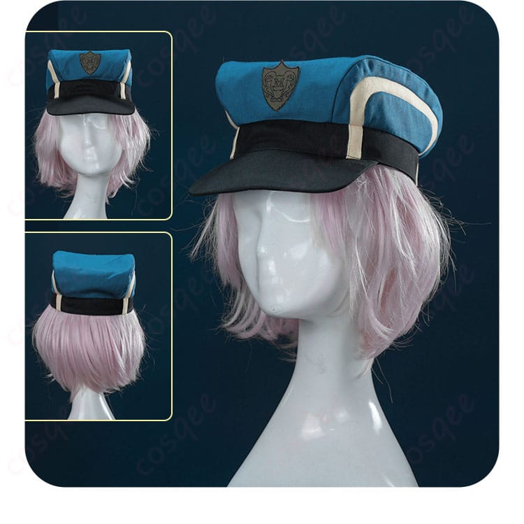 コスプレ衣装の帽子の装飾詳細。シンプルでありながらも、キャラクターの特徴をしっかりと反映しています。