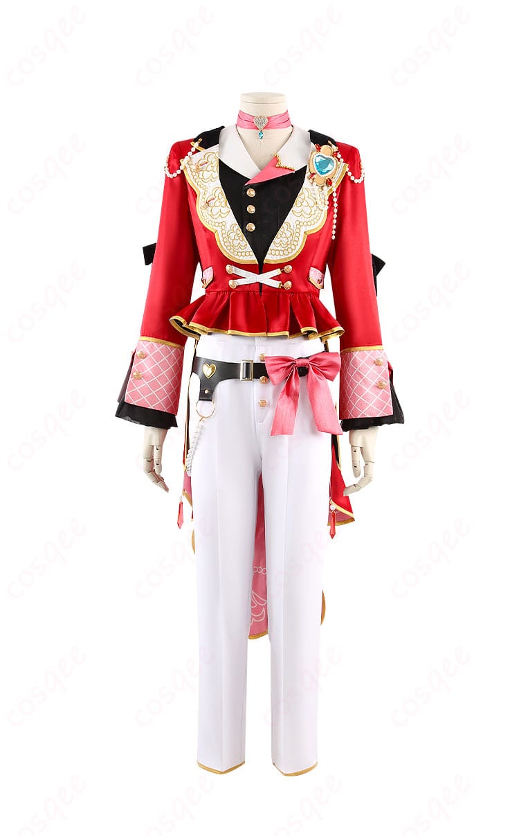 商品正面画像:あんさんぶるスターズ!!の朱桜司コスプレ衣装の正面図。ディテールまで細部を再現した高品質なデザイン。