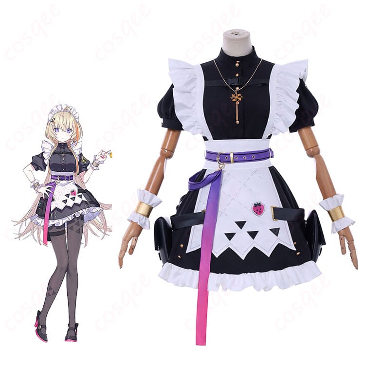 風楽奏斗のコスプレ衣装とキャラクターの結合イメージ。『にじさんじ』の人気VTuber風楽奏斗を再現したメイド服コスプレ衣装。