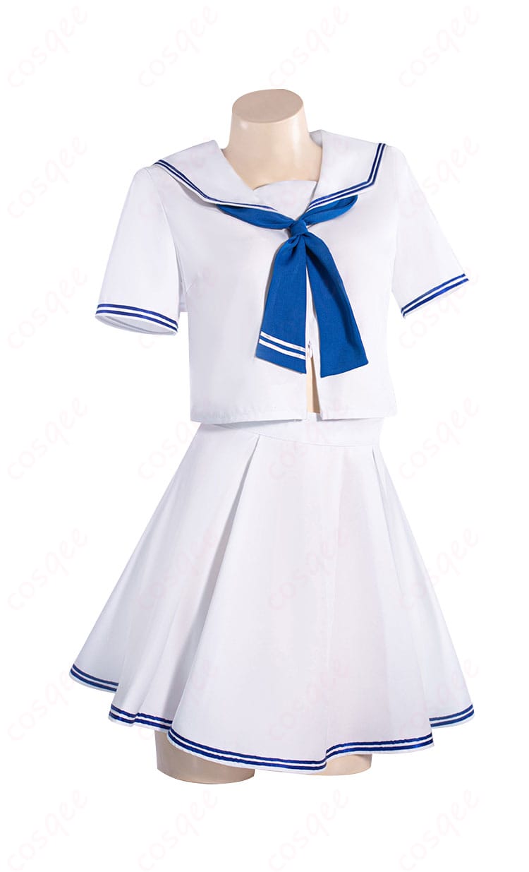 ジャンヌ・ダルク〔オルタ〕の白い制服コスプレ衣装のディテール。精緻な刺繍とデザインが特徴的。高還元度のコスプレ衣装。