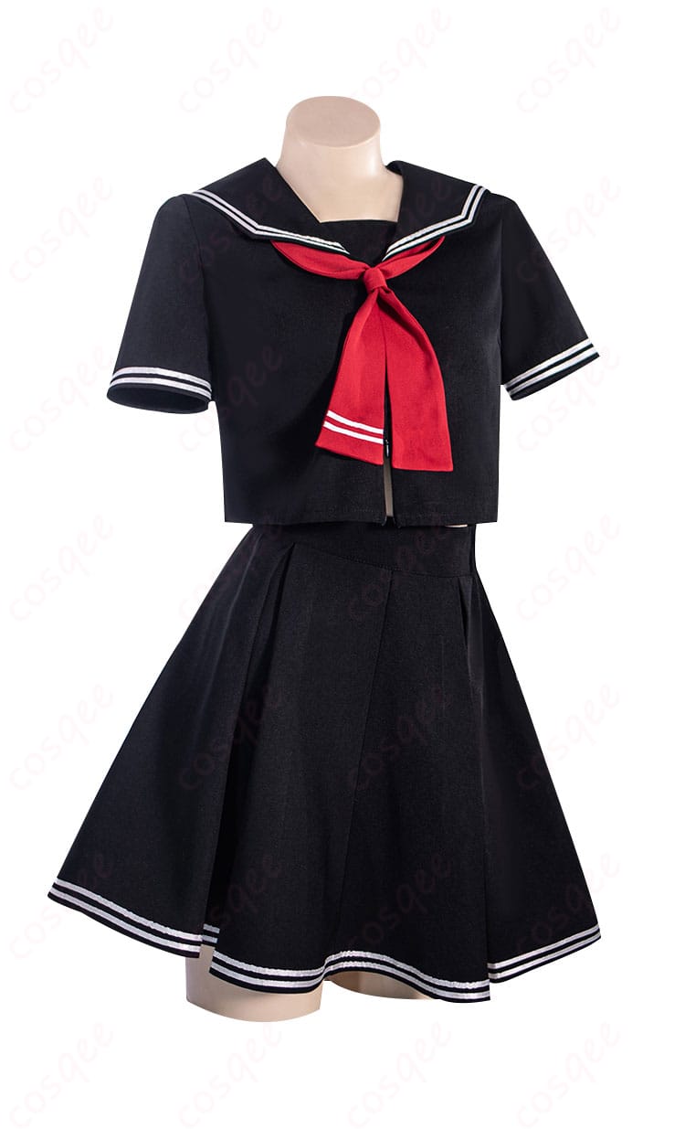 黒い制服コスプレ衣装の細部。素材感とデザインが忠実に再現されています。FGOのジャンヌ・ダルク〔オルタ〕に最適なコスプレ。