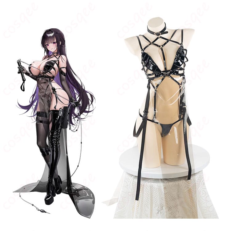 商品正面とキャラクターの画像、ボンディングチェーンコスプレ衣装の正面の詳細。