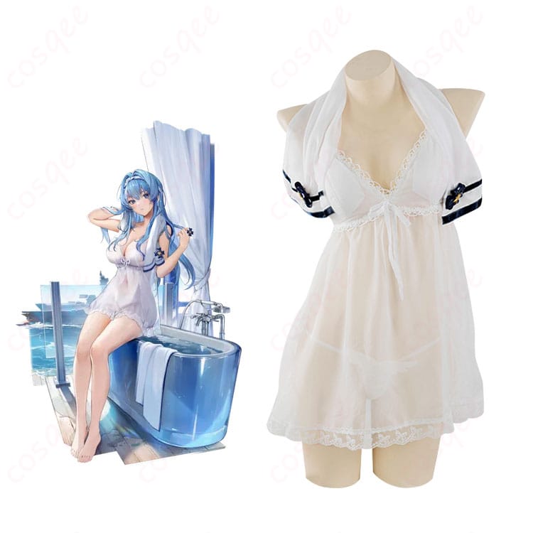 ヘルム コスプレ衣装 アフターシャワーの正面とキャラクター『勝利の女神:NIKKE』との組み合わせ画像。コスプレファン必見!