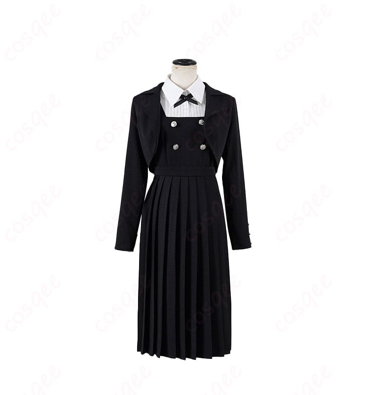 正面から見たロックは淑女の嗜みでして 白矢環 シロ コスプレ衣装。ディテールまで忠実に再現され、キャラクターの魅力が際立つデザインです。