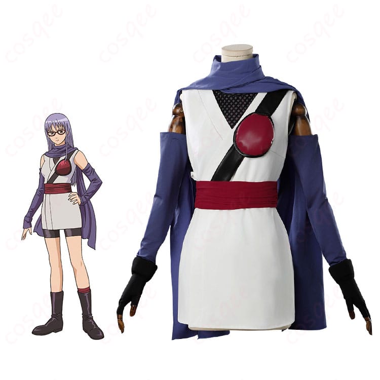 銀魂の猿飛あやめ コスプレ衣装とキャラクターの正面画像。高い再現度で、イベントや撮影に最適。