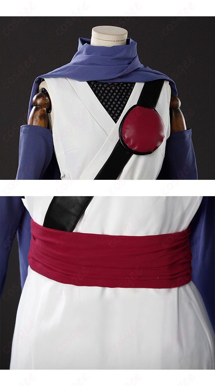 猿飛あやめ コスプレ衣装の衣襟と腰封の装飾細部。精密な刺繍とデザインが目を引きます。