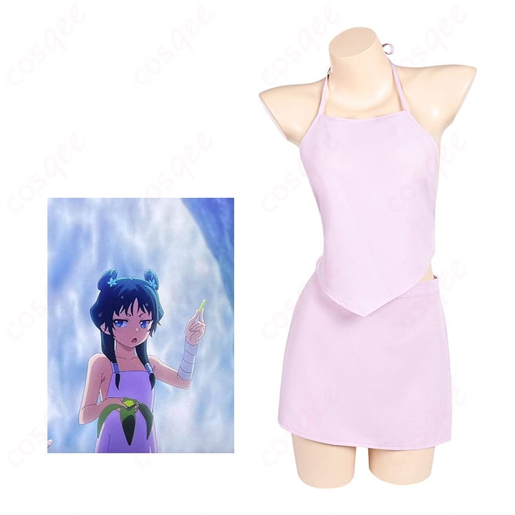 薬屋のひとりごと 滝壺 猫猫(マオマオ) コスプレ衣装 正面とキャラクターとのコラボ画像。リアルな再現と細部のこだわりが魅力。