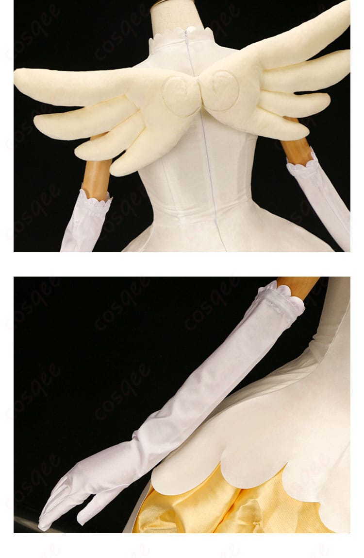 背中の装飾と手袋の細部、木之本桜のコスプレ衣装ディテール