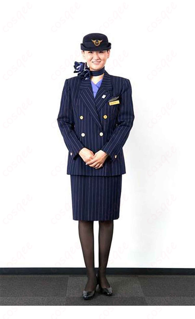 全日本空輸(ANA)8代目 客室乗務員 CA 制服 コスプレ衣装の正面画像。高精度な忠実再現、オーダーメイド対応のコスプレ衣装です。