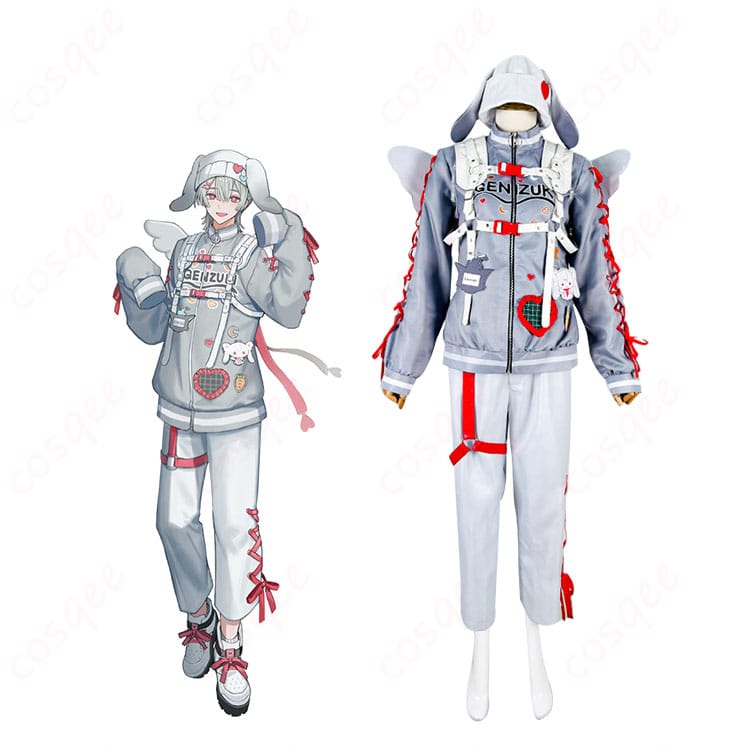 商品正面とキャラクターの融合画像 - にじさんじ 弦月藤士郎 コスプレ衣装 Angelic Dreamのリアルな再現度をチェック!高品質なコスプレ衣装