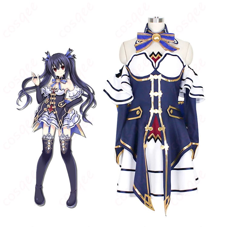 新次元ゲイム ネプテューヌVII ノワール コスプレ衣装 正面とキャラクターノワールとの組み合わせ写真