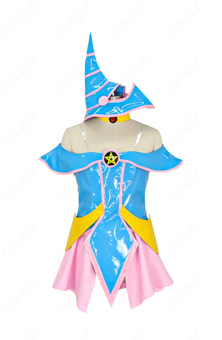 商品正面のブラック・マジシャン・ガールコスプレ衣装。詳細な装飾とカラーリングが特徴です。