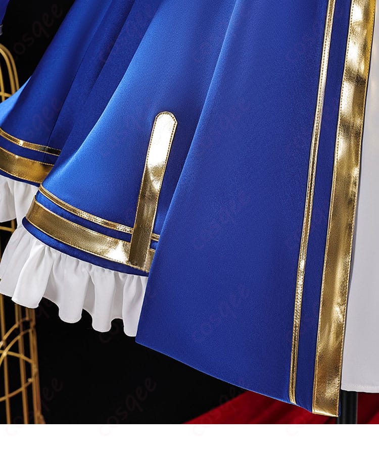 セイバー 壊滅・風 コスプレ衣装 スカート裾の装飾詳細 | スカートの裾に施された美しい装飾、動きに合わせて輝くデザイン。