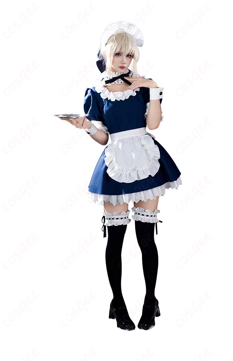 Fate/stay night アルトリア・ペンドラゴン セイバー メイド服 コスプレ衣装-3