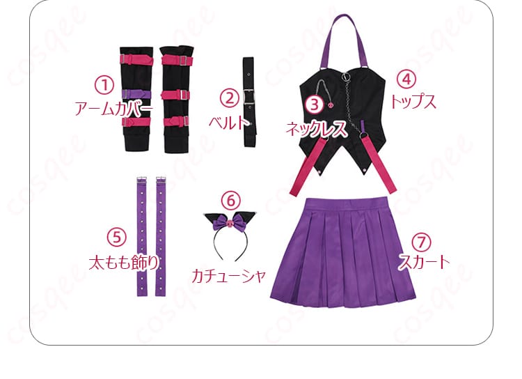 ガールズバンドクライ×サンリオキャラクターズ 海老塚智×クロミ コスプレ衣装-13