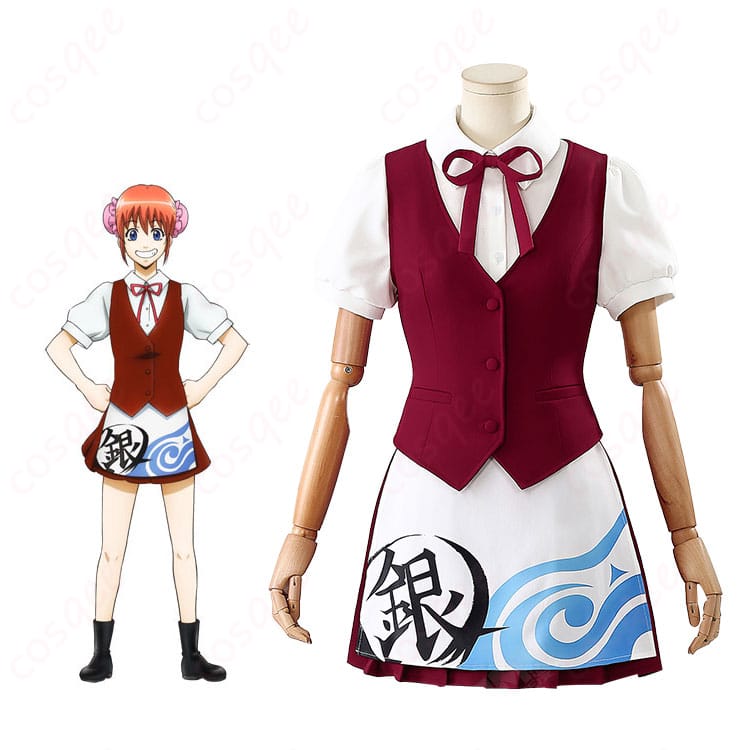 銀魂 かふぇあんどばー万事屋銀ちゃん 神楽 ウエイター コスプレ衣装-1