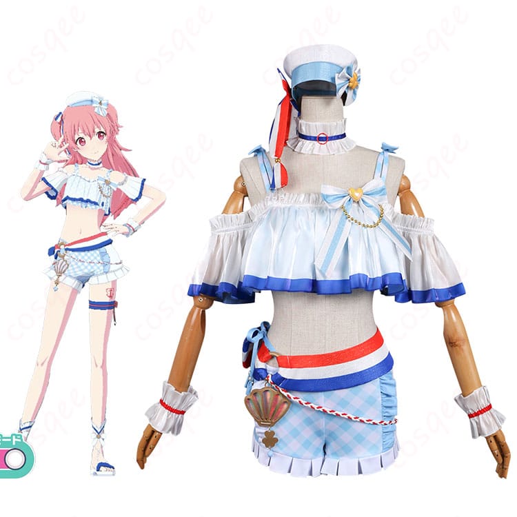 プロジェクトセカイ カラフルステージ! feat. 初音ミク 最強アイドルスマイル! 桃井愛莉 ブルーマリン・クルースタイル コスプレ衣装-1