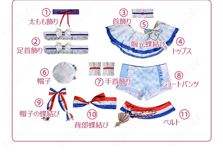 プロジェクトセカイ カラフルステージ! feat. 初音ミク 最強アイドルスマイル! 桃井愛莉 ブルーマリン・クルースタイル コスプレ衣装-14