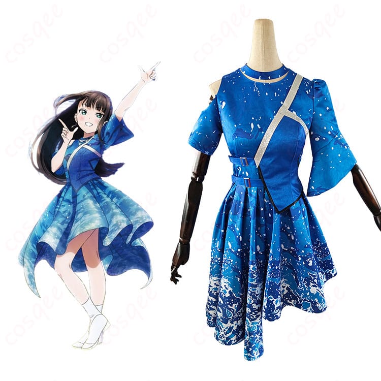 ラブライブ!サンシャイン!! Aqours 沼津ナゾトキ街歩き 〜僕らの永久hours〜 黒澤ダイヤ 桜内梨子 津島善子 コスプレ衣装-1