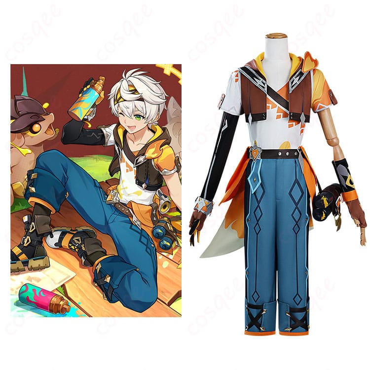 原神 ベネット 燃えろ!ラクガキ大冒険 コスプレ衣装-1