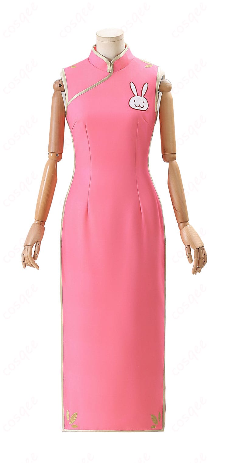 銀魂 神楽 コスプレ衣装 ウサギ柄チャイナドレス 刺繍入り ウエストシェイプデザイン-2