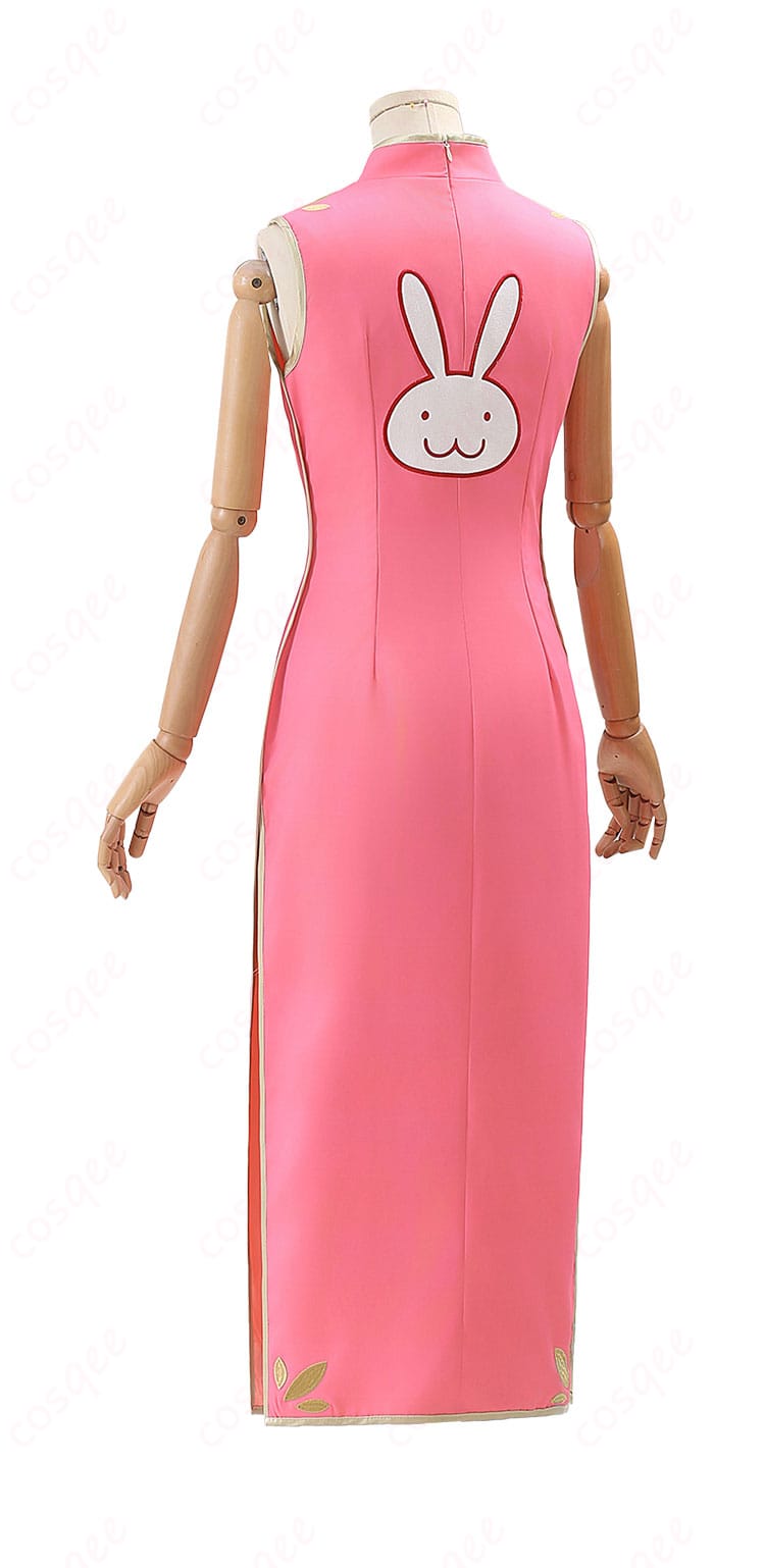 銀魂 神楽 コスプレ衣装 ウサギ柄チャイナドレス 刺繍入り ウエストシェイプデザイン-4