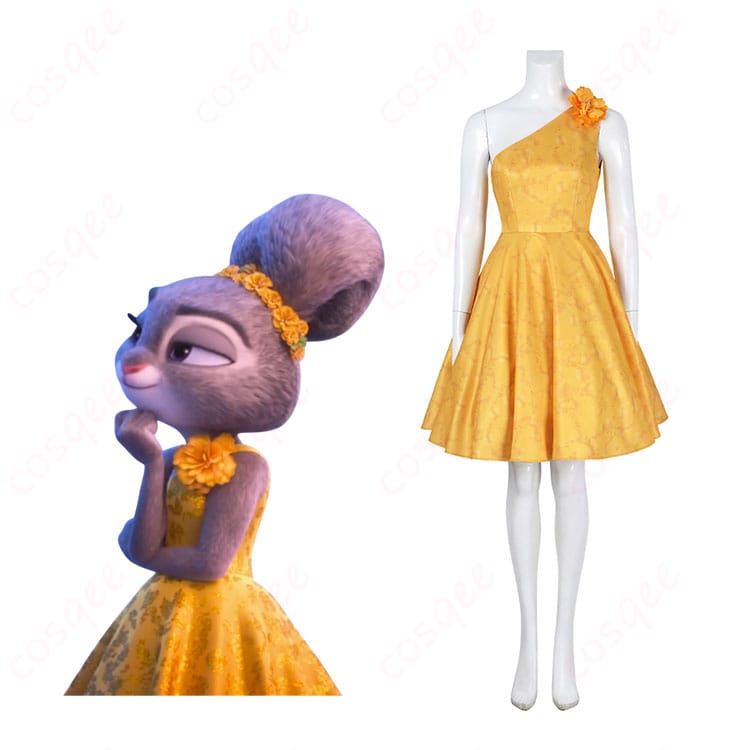 ズートピア2 ジュディ・ホップス コスプレ衣装 花柄ワンピース 映画ドレス ハロウィン仮装-1