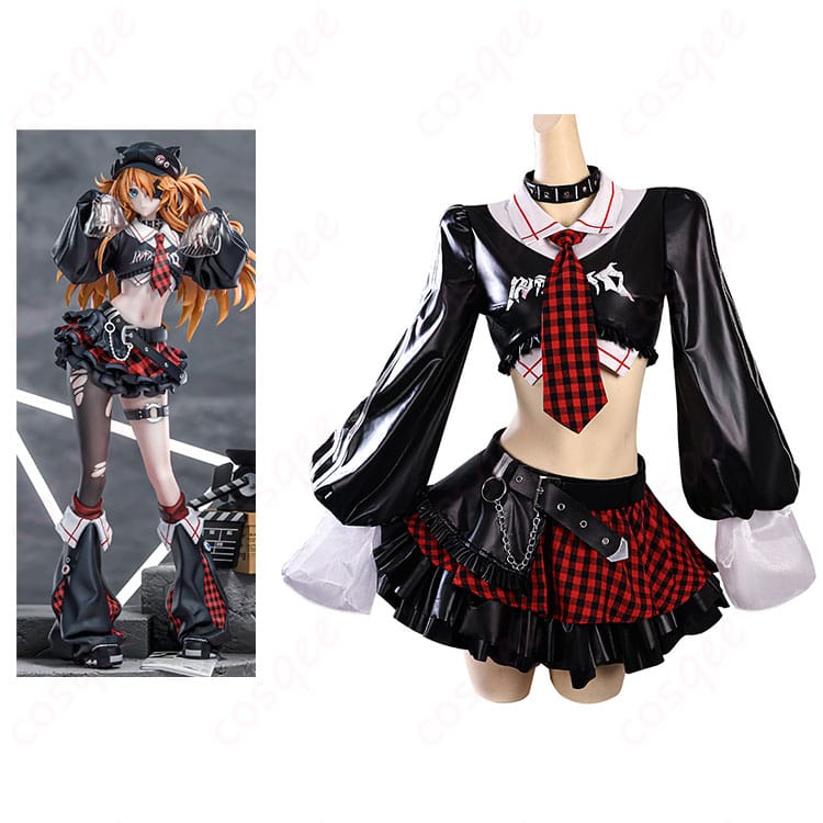 新世紀エヴァンゲリオン 惣流・アスカ・ラングレー ロックバンド コスプレ衣装-1