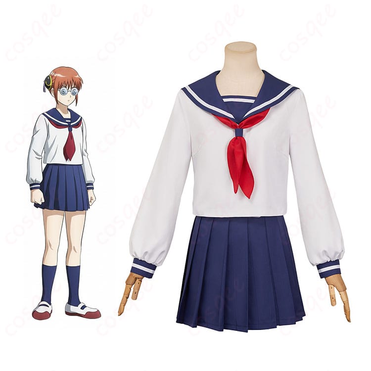 銀魂 3年Z組銀八先生 志村妙 神楽 制服 コスプレ衣装-1