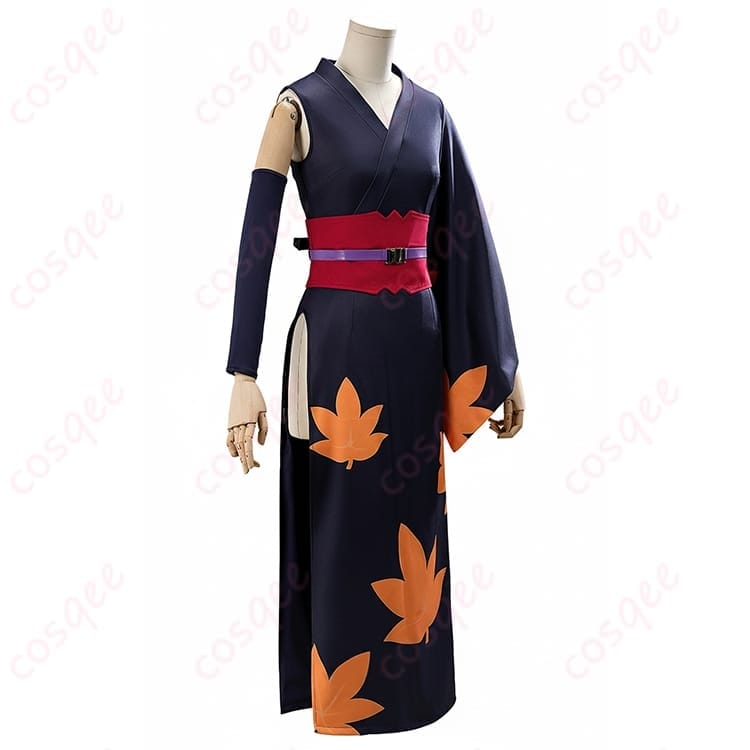 銀魂の月詠になりきる和装くノ一コーデ 黒金が映えるセットアップ - 2枚目の画像