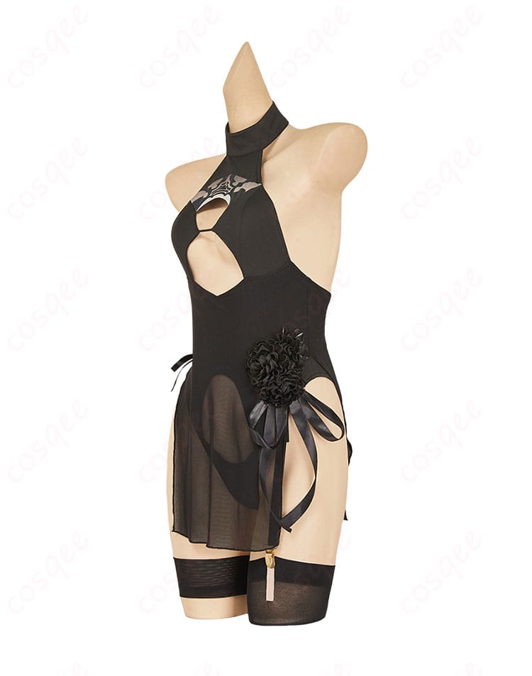 勝利の女神:NIKKE × ニーア ヨルハ二号B型 2B ヨルハ非公式水域活動服・壱 水着 コスプレ衣装-4