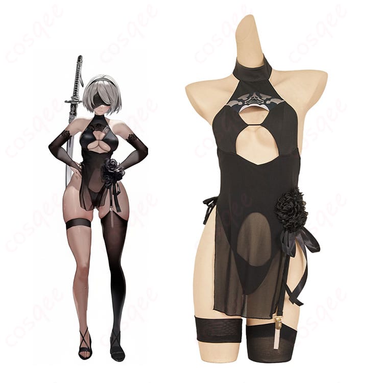 勝利の女神:NIKKE × ニーア ヨルハ二号B型 2B ヨルハ非公式水域活動服・壱 水着 コスプレ衣装-1