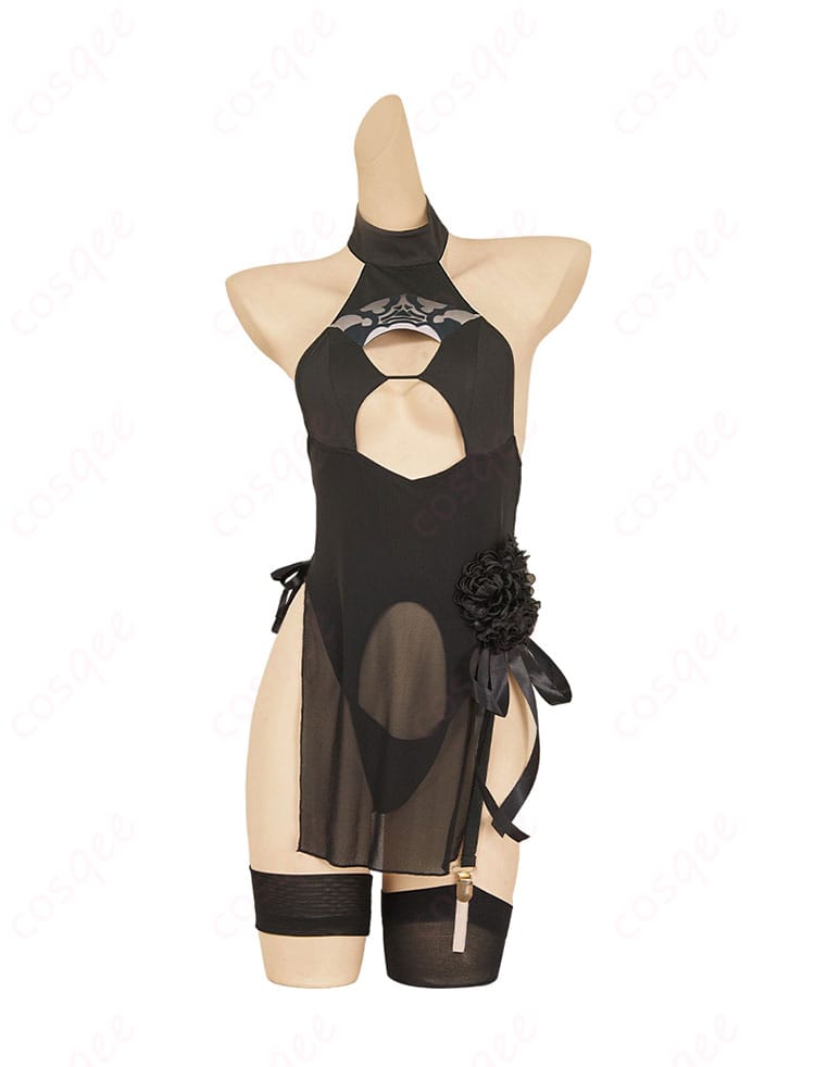 勝利の女神:NIKKE × ニーア ヨルハ二号B型 2B ヨルハ非公式水域活動服・壱 水着 コスプレ衣装-2