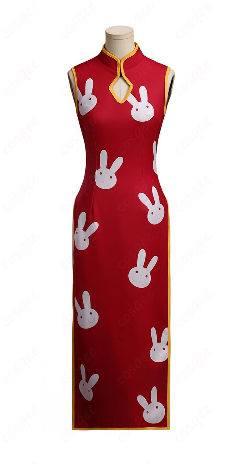 銀魂 神楽 コスプレ衣装 ウサギ柄 チャイナドレス-4