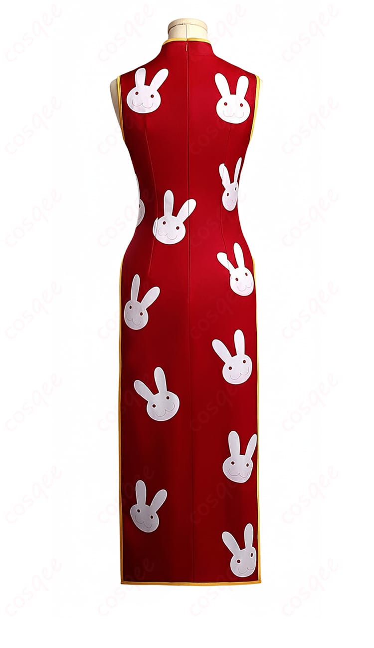 銀魂 神楽 コスプレ衣装 ウサギ柄 チャイナドレス-5