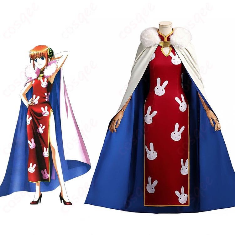 銀魂 神楽 コスプレ衣装 ウサギ柄 チャイナドレス-1