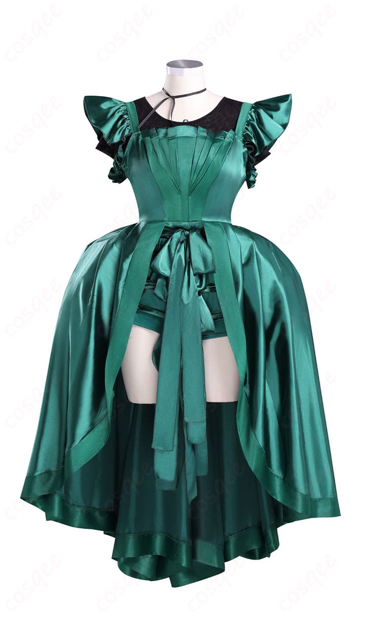 ウェンズデー アグネス・ミデル 緑ドレス コスプレ衣装-2