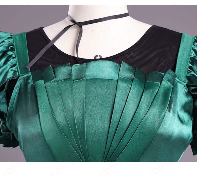 ウェンズデー アグネス・ミデル 緑ドレス コスプレ衣装-5