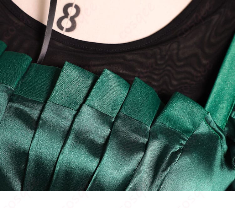 ウェンズデー アグネス・ミデル 緑ドレス コスプレ衣装-9