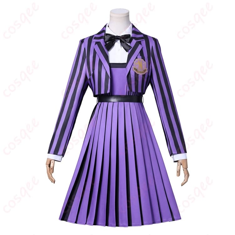 ウェンズデーのイーニッド制服コスプレ一式で明るくポップに決める - 1枚目の画像