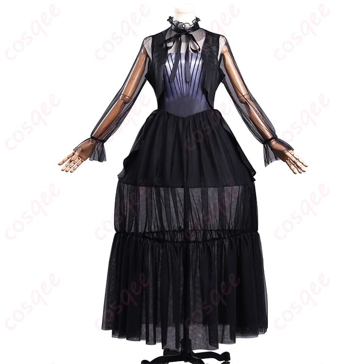 ウェンズデー・アダムス ドレスコーデ一式 コスプレ｜モノトーンで映えるゴシックスタイル - 1枚目の画像